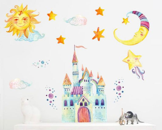 sand castle and sun wall sticker