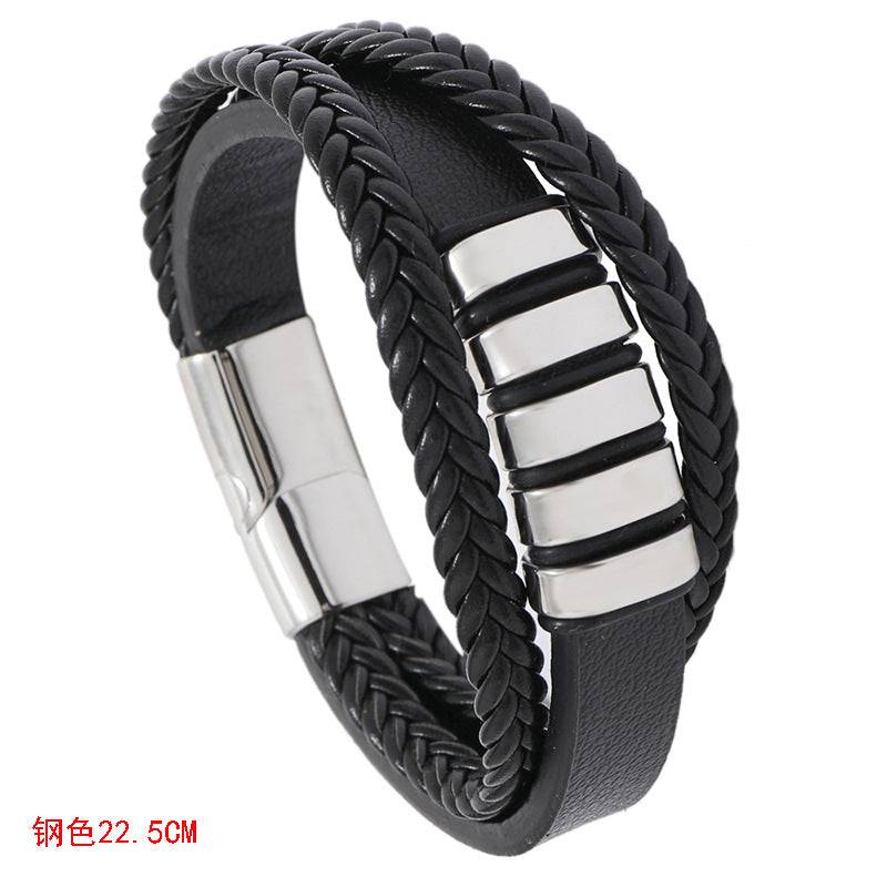 2 STRIPES men leather bracelets