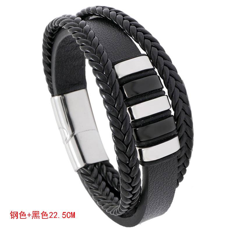2 STRIPES men leather bracelets