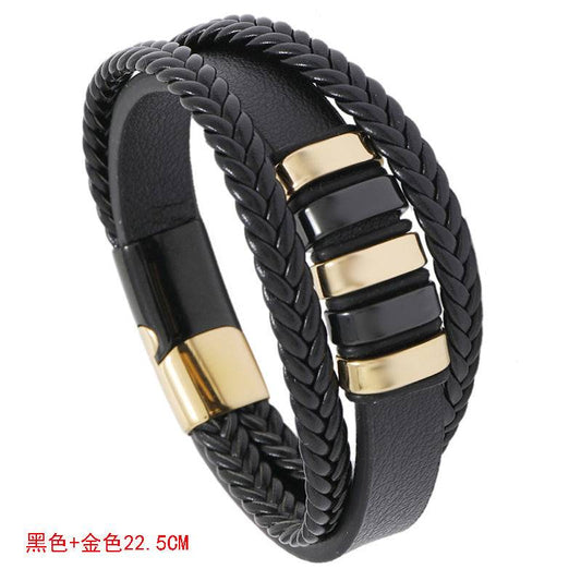 2 STRIPES men leather bracelets