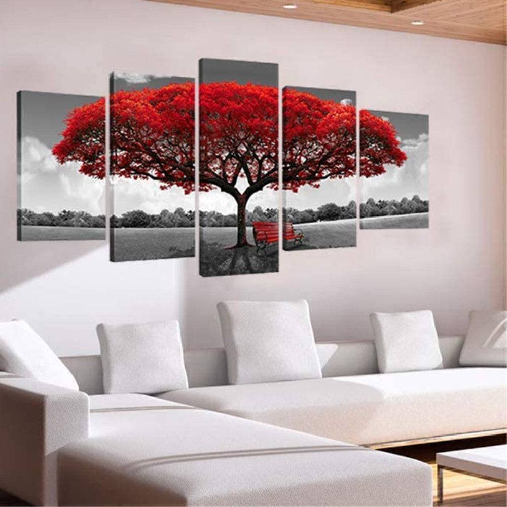 Canvas Wall Art Red Tree Picture Prints on Canvas Landscape Painting