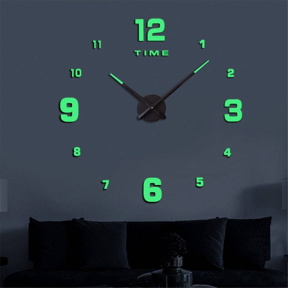 Luminous Mute Wall Clock Silent Non-Ticking Clock 3D Sticker Home Office Decor