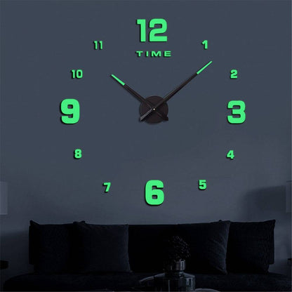 Luminous Mute Wall Clock Silent Non-Ticking Clock 3D Sticker Home Office Decor