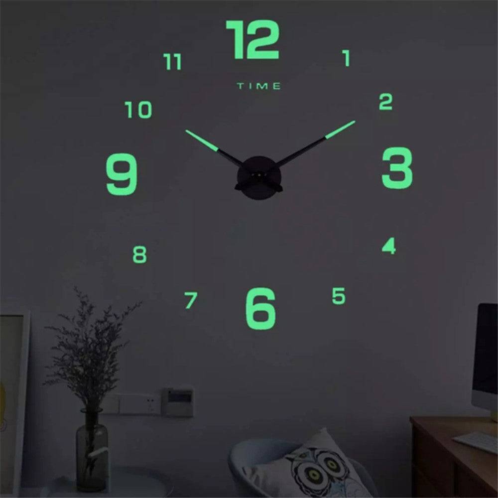 Luminous Mute Wall Clock Silent Non-Ticking Clock 3D Sticker Home Office Decor