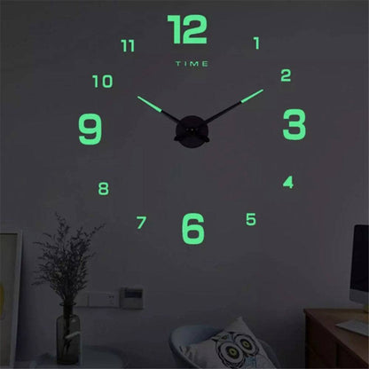 Luminous Mute Wall Clock Silent Non-Ticking Clock 3D Sticker Home Office Decor