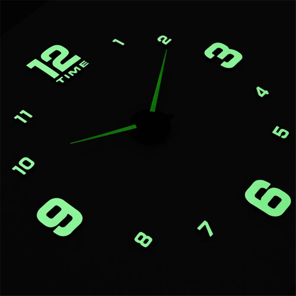 Luminous Mute Wall Clock Silent Non-Ticking Clock 3D Sticker Home Office Decor