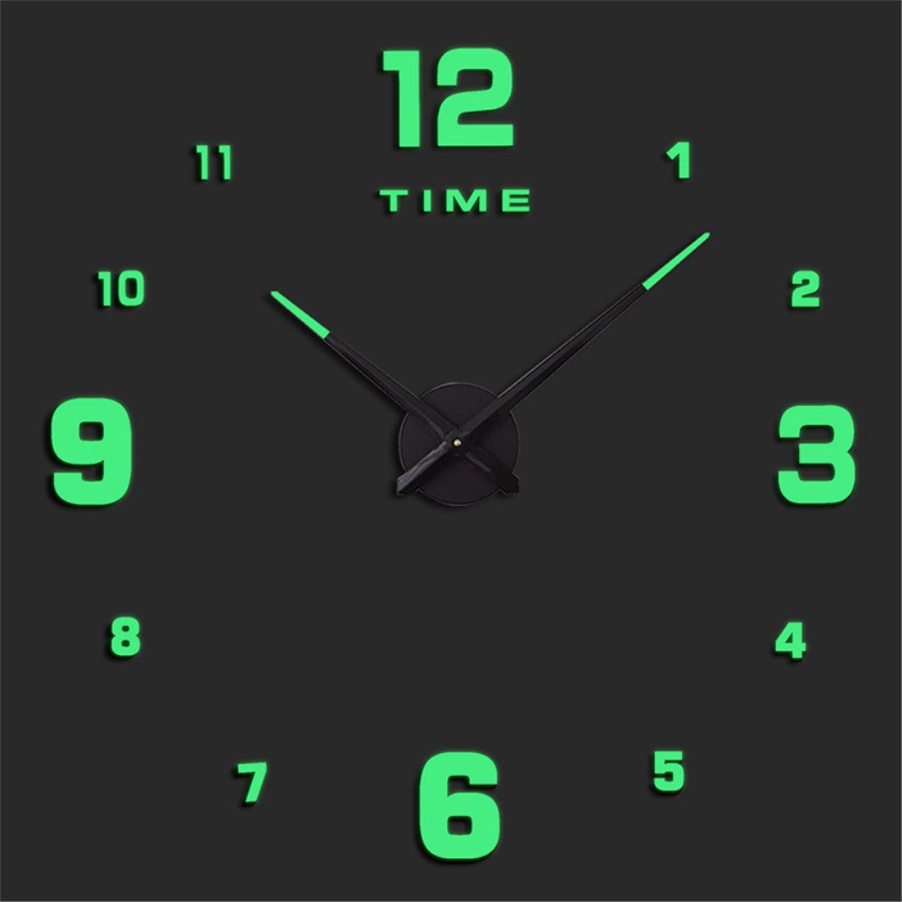 Luminous Mute Wall Clock Silent Non-Ticking Clock 3D Sticker Home Office Decor