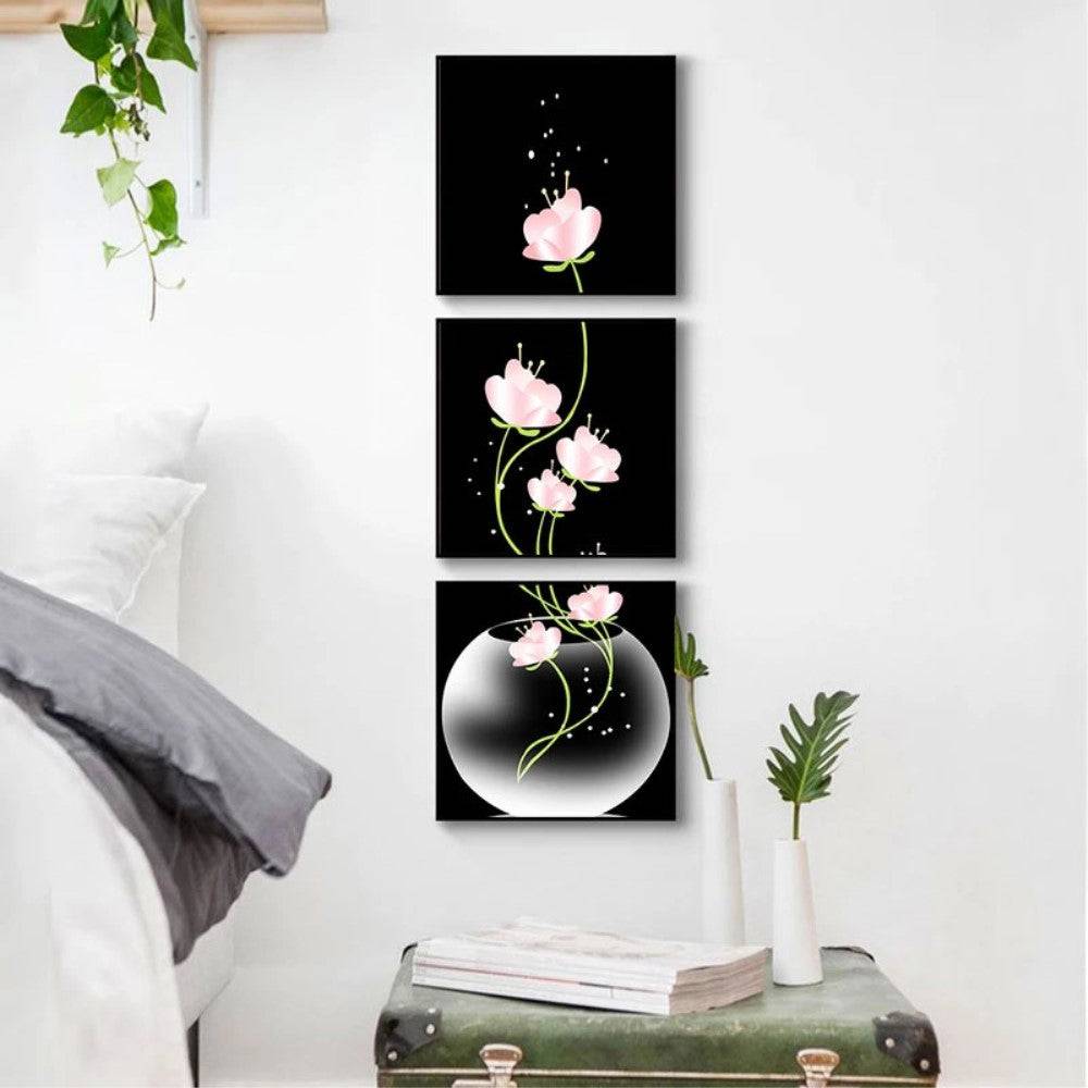 3Pcs/Set Decorative Canvas Wall Art Flower Painting Modern Elegant Artwork for Living Room Home Decoration