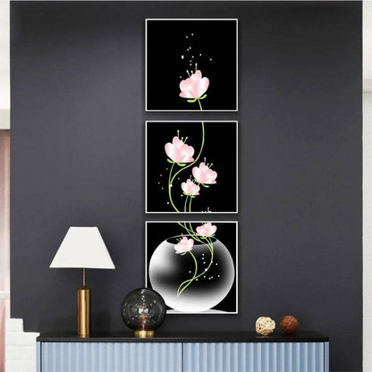 3Pcs/Set Decorative Canvas Wall Art Flower Painting Modern Elegant Artwork for Living Room Home Decoration