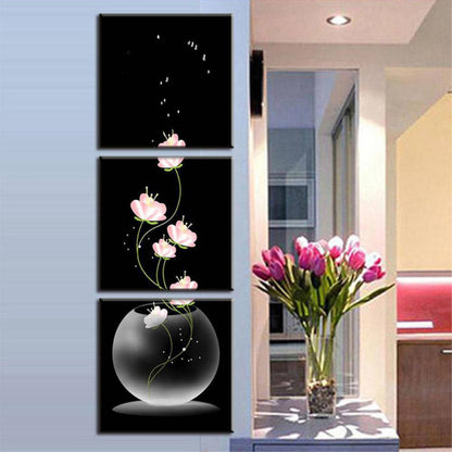 3Pcs/Set Decorative Canvas Wall Art Flower Painting Modern Elegant Artwork for Living Room Home Decoration