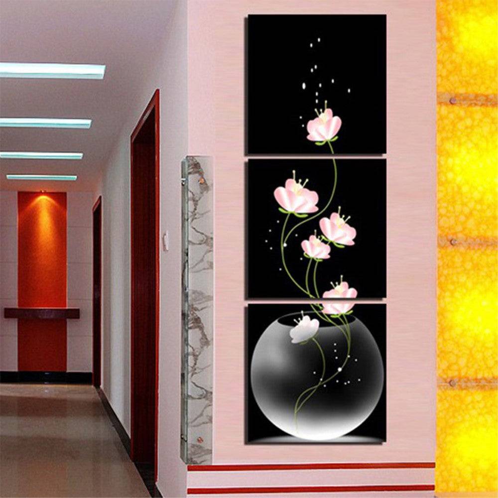 3Pcs/Set Decorative Canvas Wall Art Flower Painting Modern Elegant Artwork for Living Room Home Decoration