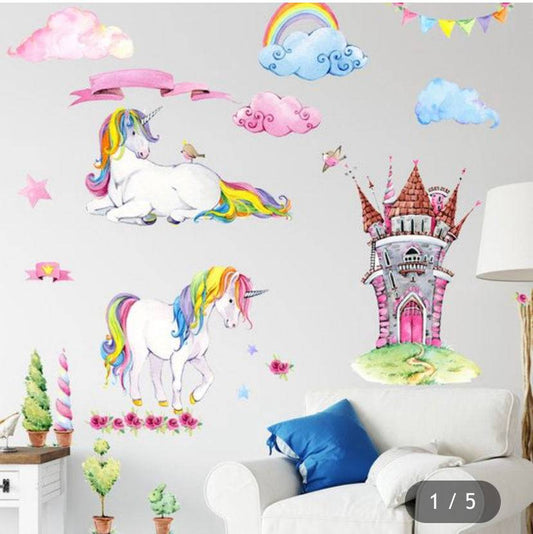 Unicorn castle wall sticker